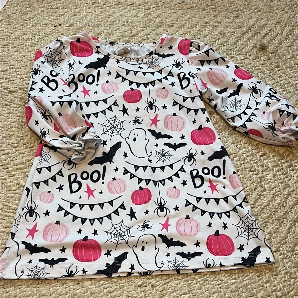 Spooky Boo Kids Halloween Dress - Pink & Black
